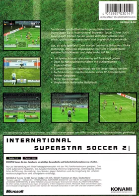 International Superstar Soccer 2 (Europe) box cover back